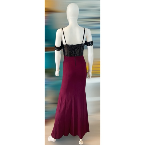 SOIEBLU red wine sequin embroidered gown S M L - Picture 4 of 9